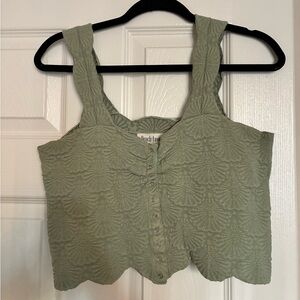 Peach Love California Olive Textured Crop Top